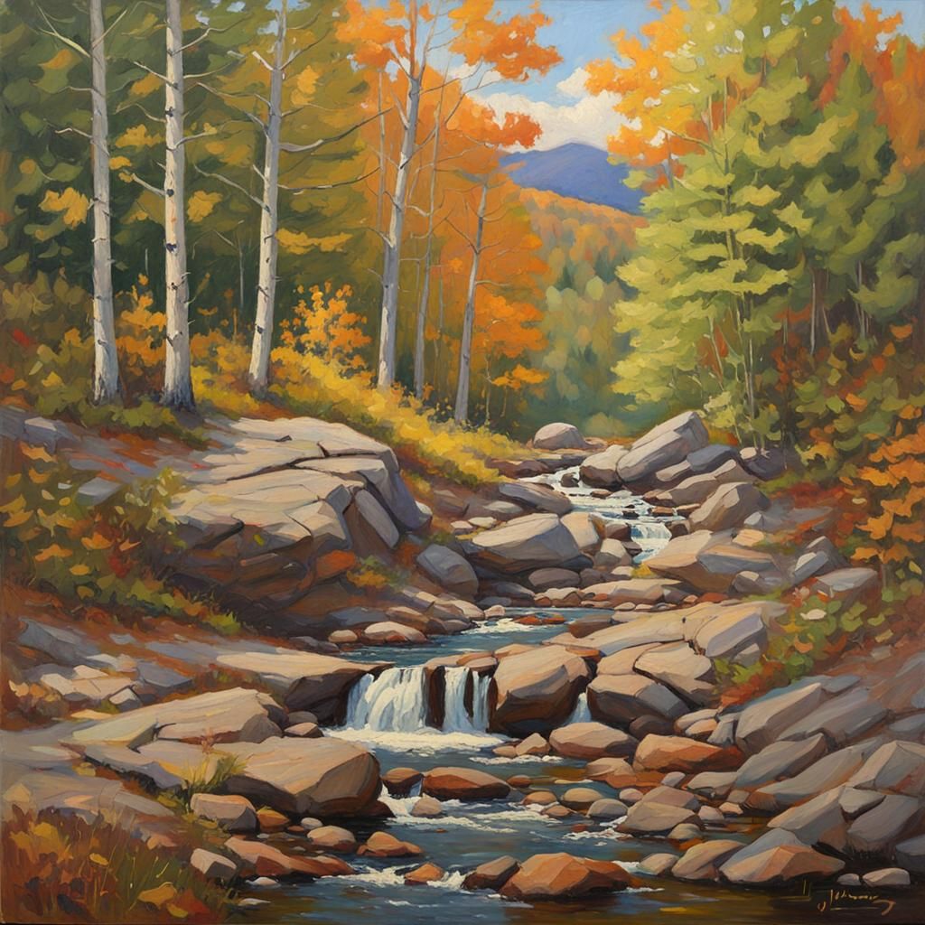 Vermont Landscape in Oil Painting Style