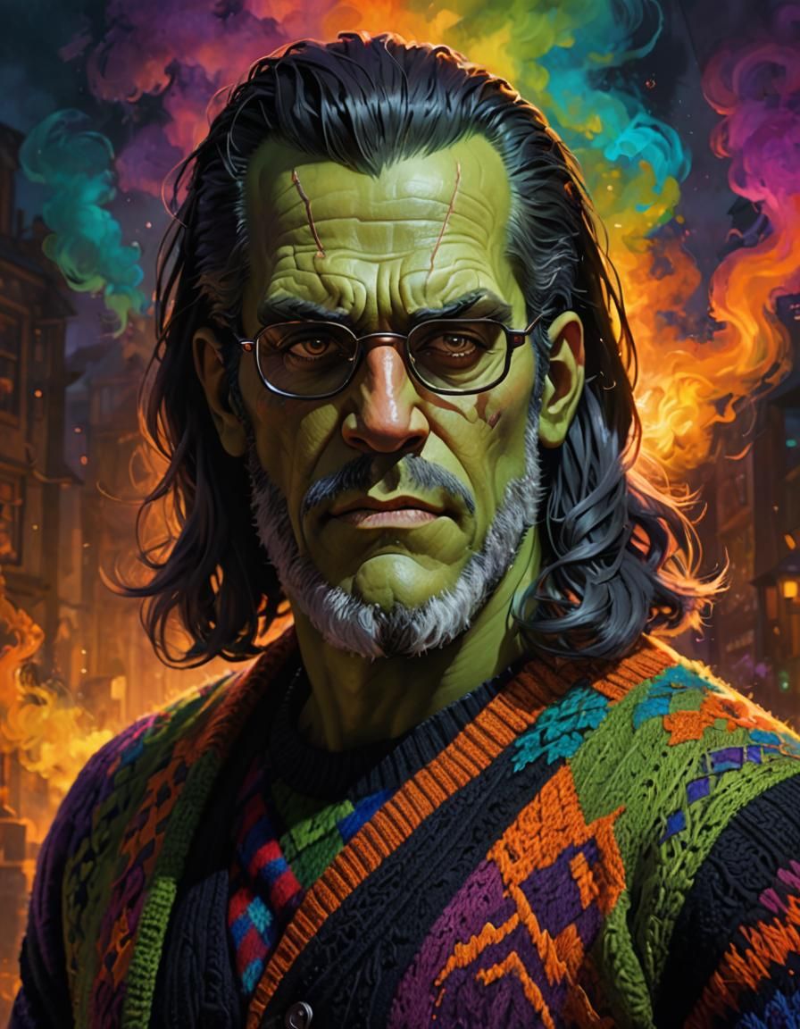 Frankenstein's Monster as Hipster in Fantasy Art