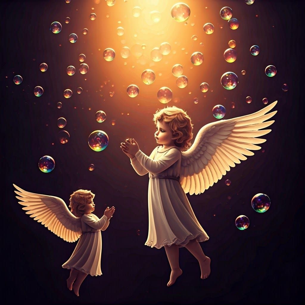 Angelic Christmas Wonderland in Iridescent Bubbles