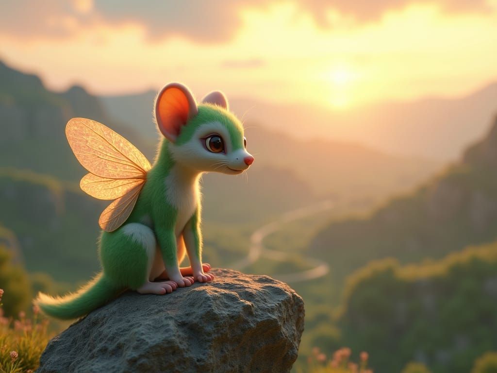 Whimsical Fey Ferret Seeks Adventure in Mystical Valley