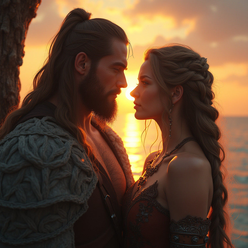 Viking Love: A Romantic Fantasy Art Image