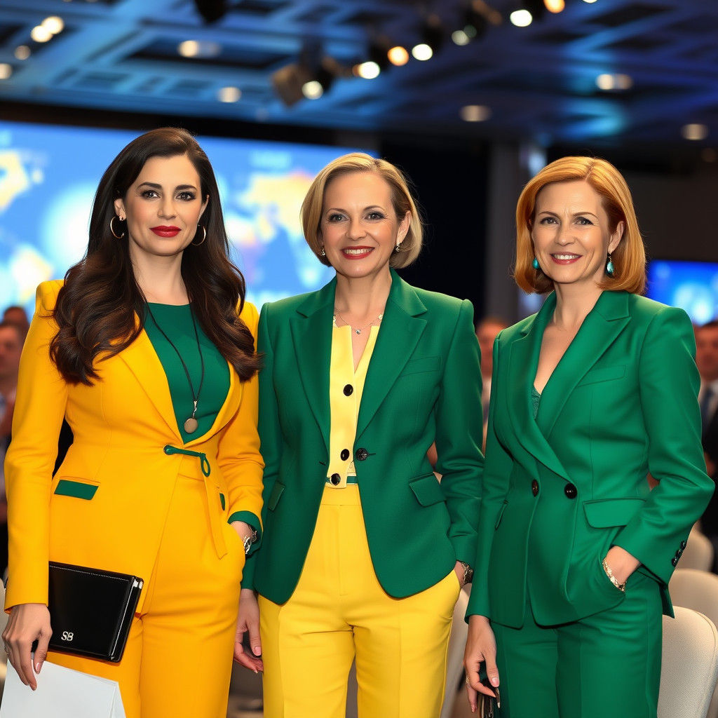 Female CEOs in Green and Yellow Suits