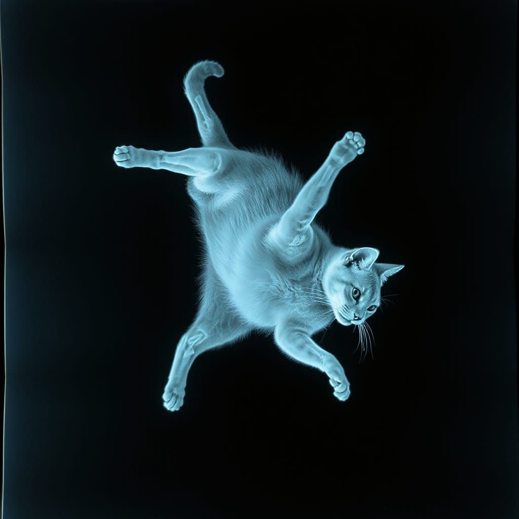 X-Ray Falling Cat Vector Art