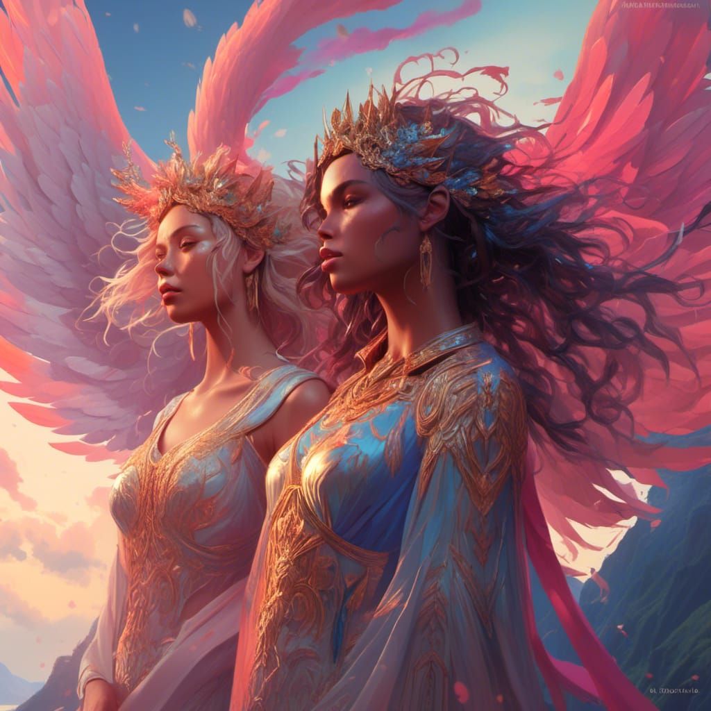Angelic Mountain Portrait in Hyperdetailed Style