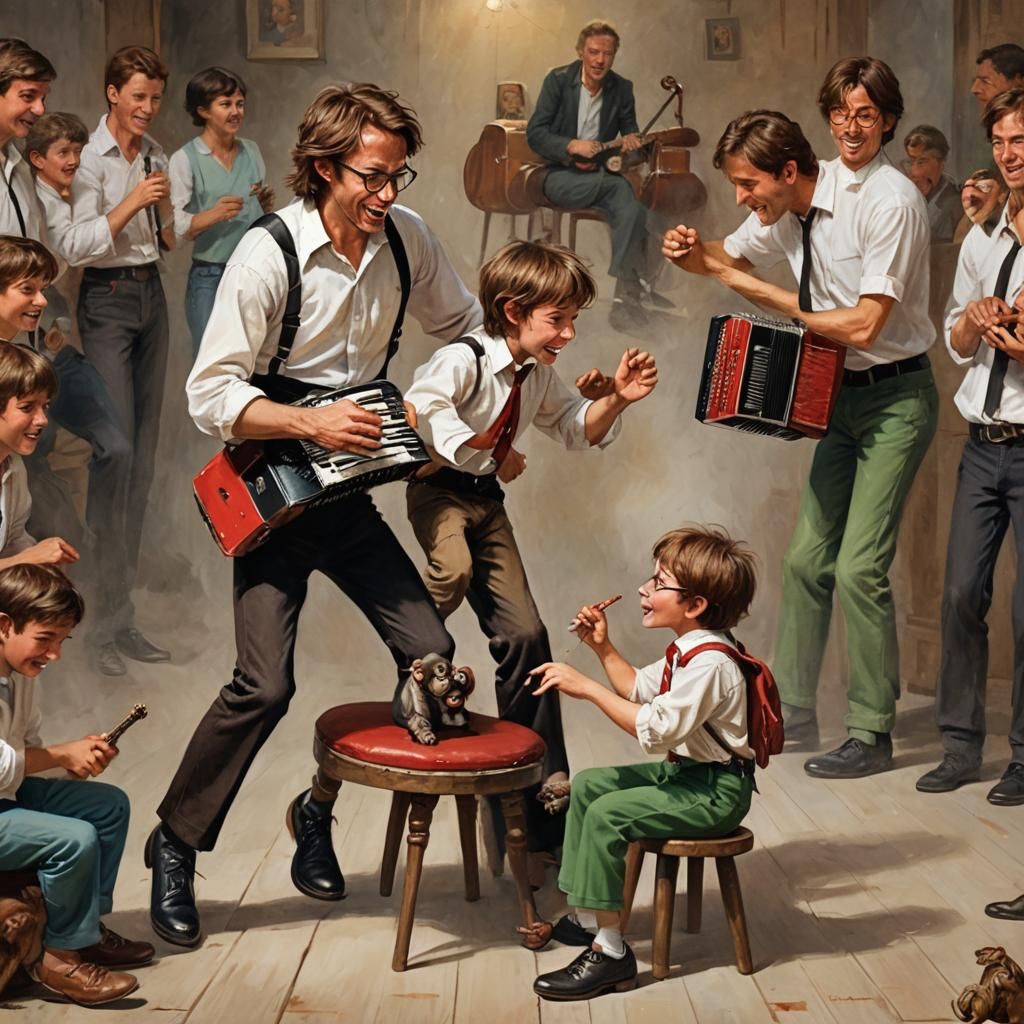 Boy and Monkey on Stage: Fantasy Concept Art