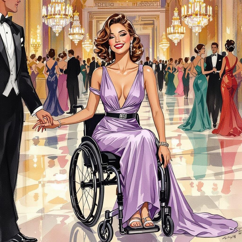 Art Deco Ballroom Scene with Elegant Woman