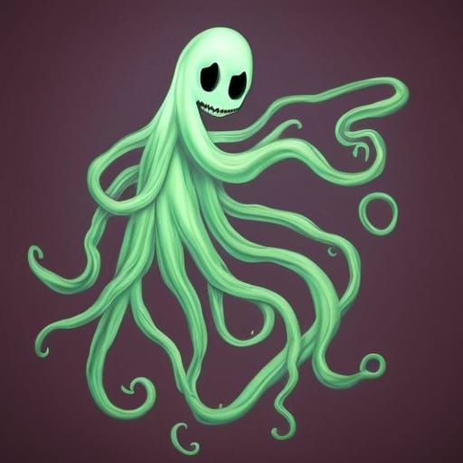 Friendly Ghost with Smoky Tail and Ectoplasm Tentacle
