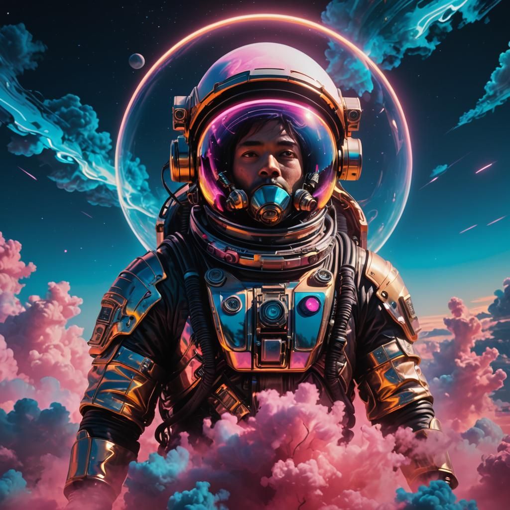 A 'Neon' Astronaut From The Distant Future. Amongst Heavenly...