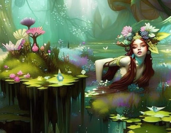 Naiad Sinking in Ornate Flower Swamp
