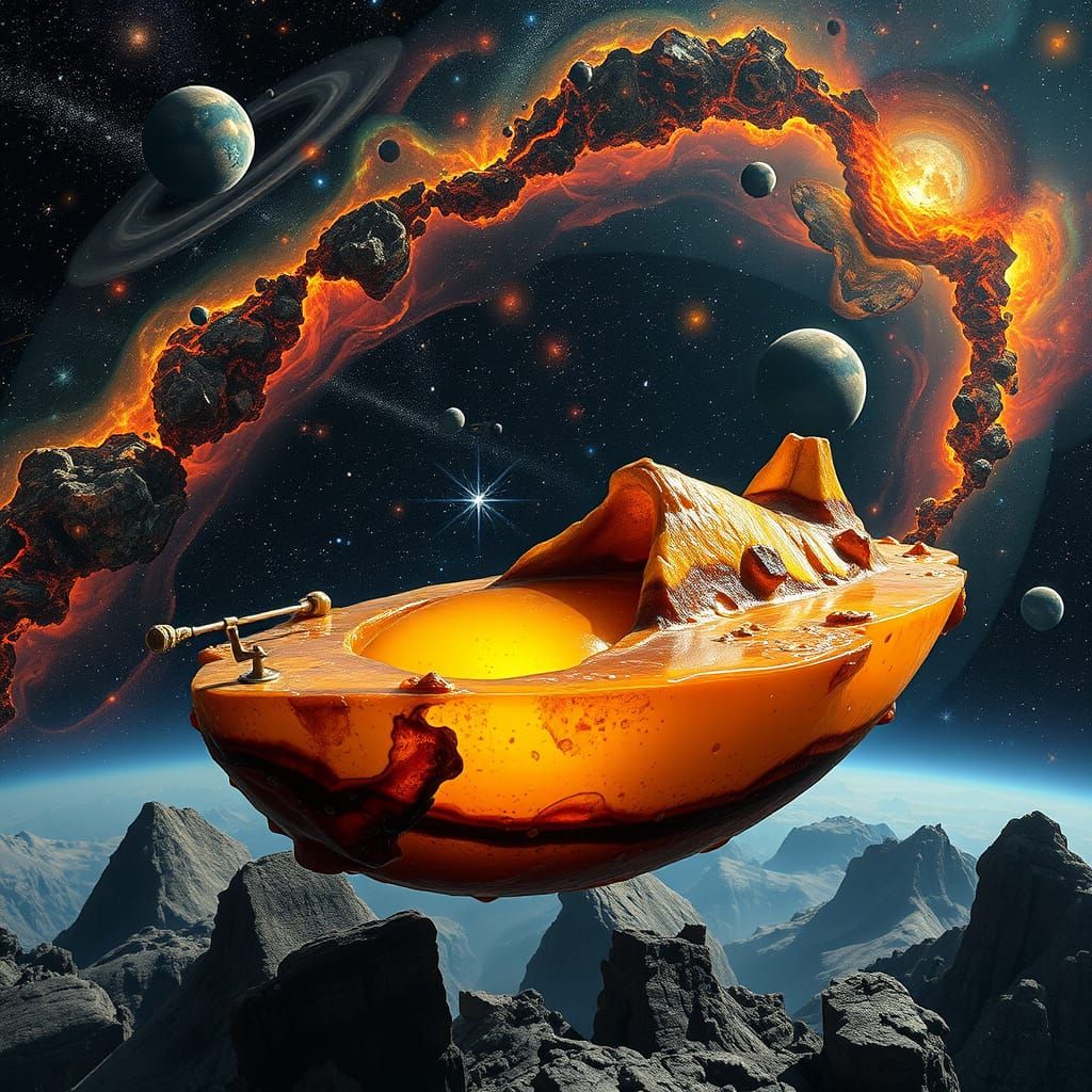 Surreal Jasper Amber Fantasy Landscape with a Giant Intergal...