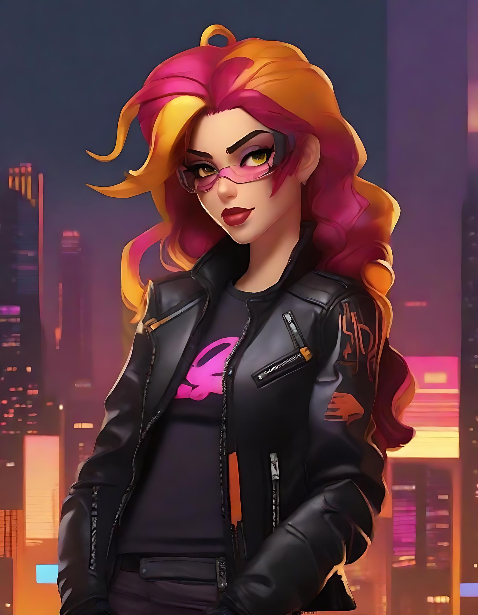 Sunset Shimmer in Cyberpunk Leather Jacket