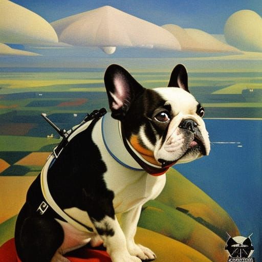 French Bulldog Paratrooper on St. Helens: Dieselpunk Paintin...
