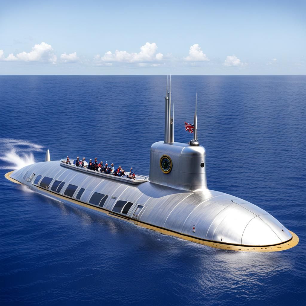 Silver Submarine Cruising Under the Sea