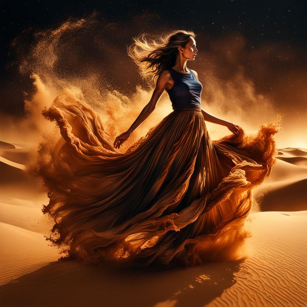 Night Sandstorm: Swirling Sands Illuminated