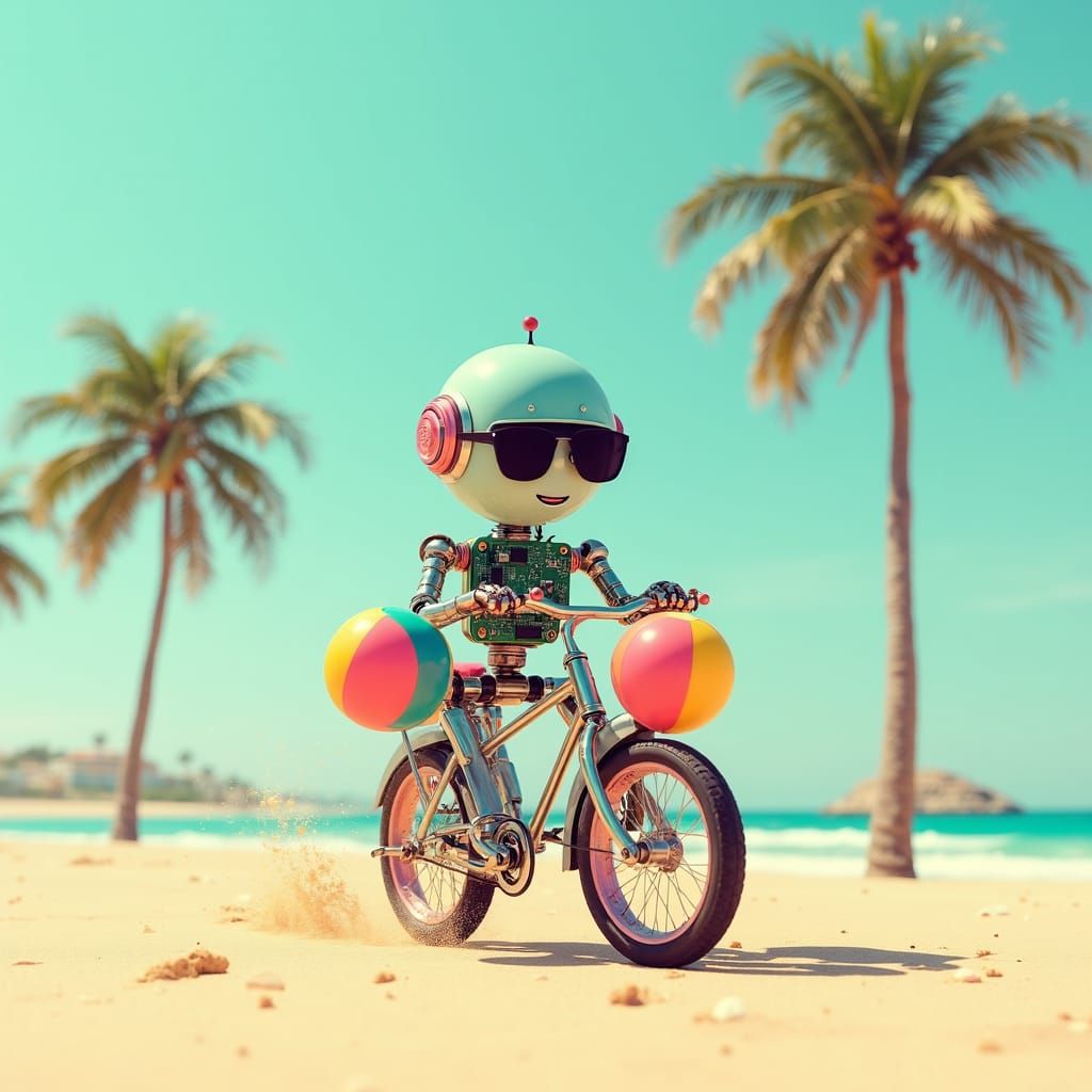 Raspberry Pi Robot Rides Beach Bicycle