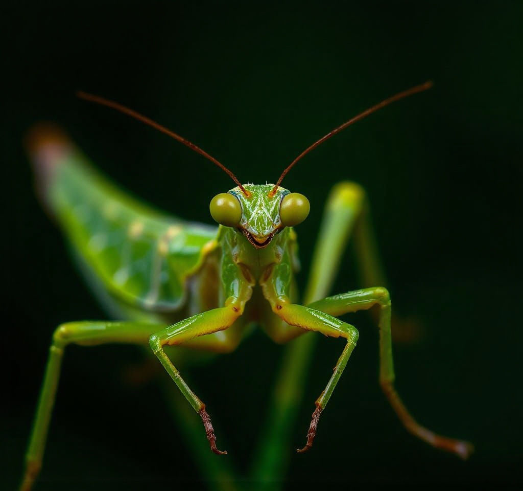 Praying Mantis Macro Photography: Detailed Green Insect