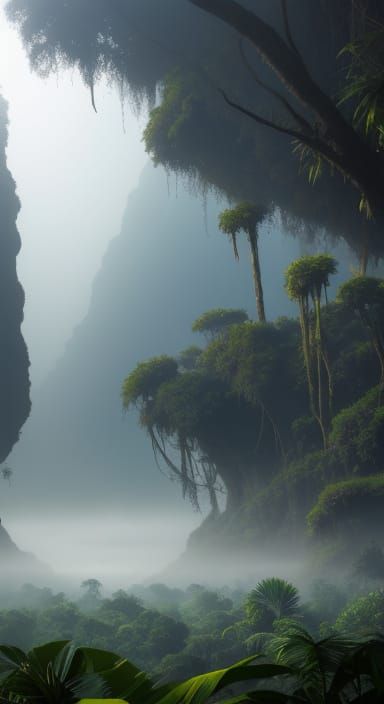 Misty Jungle Scene
