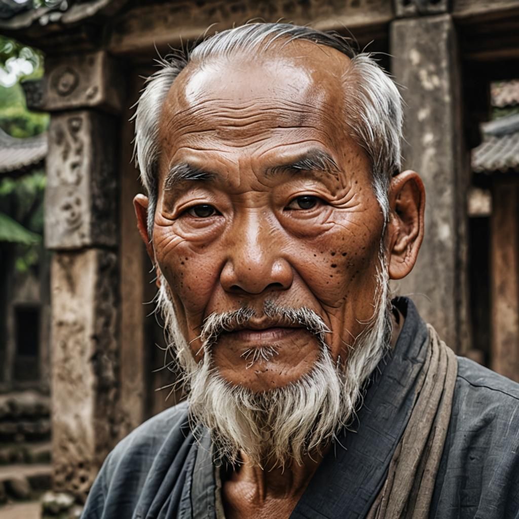 Wise Old Asian Man Portrait