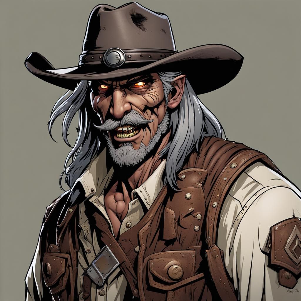 Zombie Cowboy Bounty Hunter with Glowing Eyes