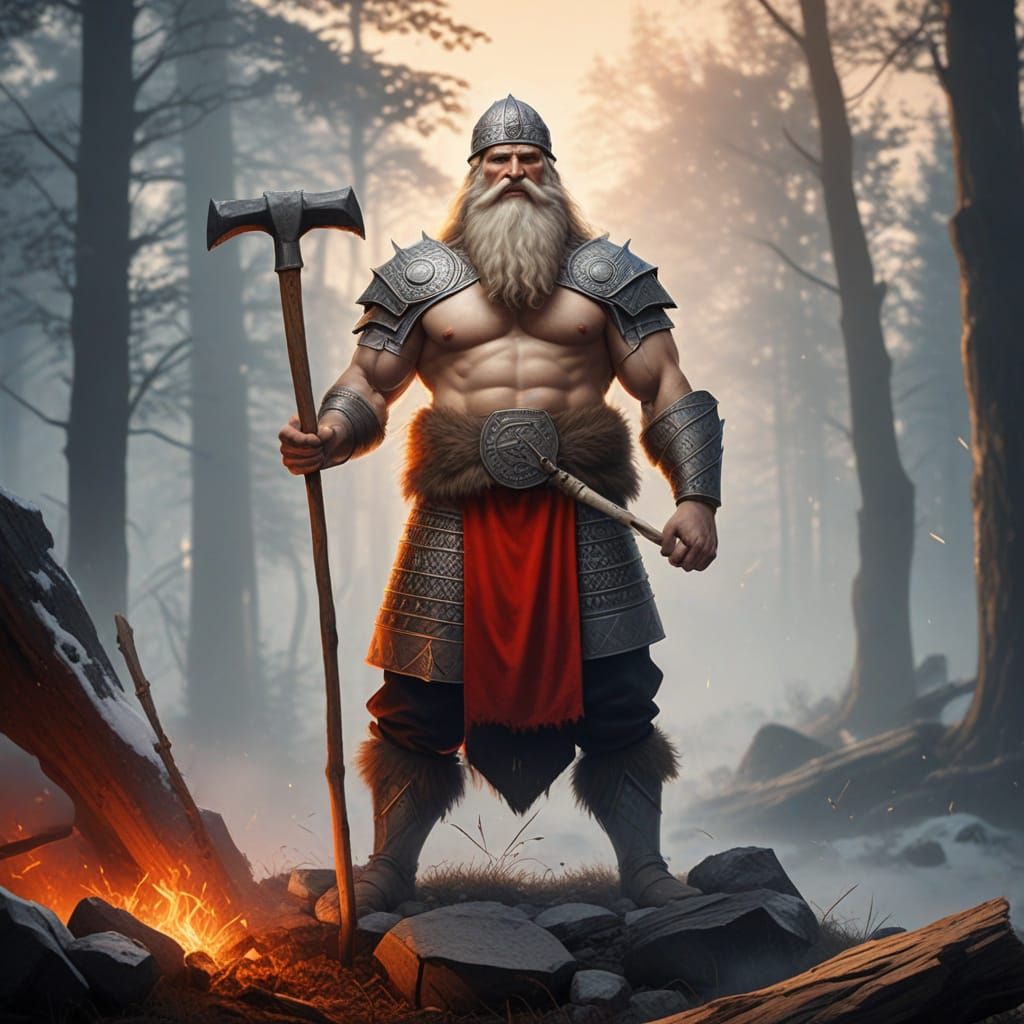 Ancient Slavic God Svarog in Majestic Nature Setting