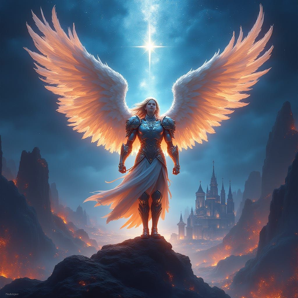 Majestic Angel Guarding Celestial City
