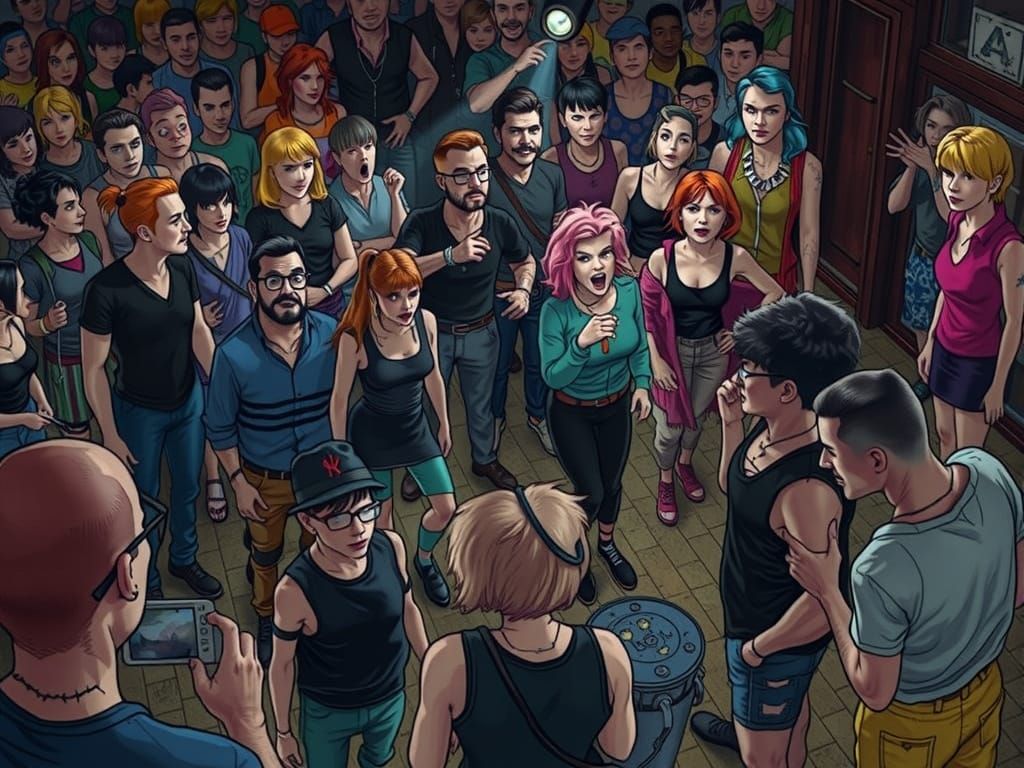 Energetic Punk Rock Concert Scene in Gritty Style