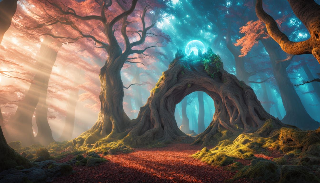 Ethereal Portal in a Mystical Forest
