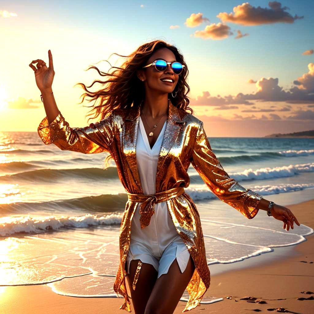 Model Dancing at Sunset: Fantasy Concept Art