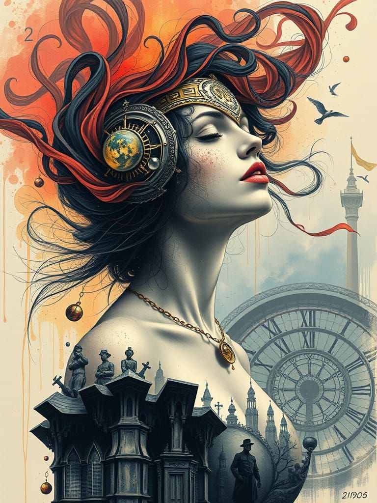 Surreal Genius Sketches a Mystical Woman in Swirling Forms