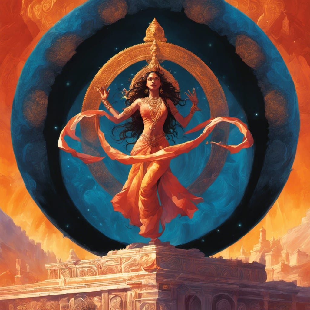 Gayatri: Ten-Armed Goddess Dancing in Poster Art