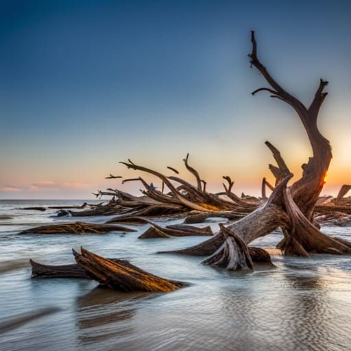 Driftwood Beach Waves at Jekyll Island, Georgia