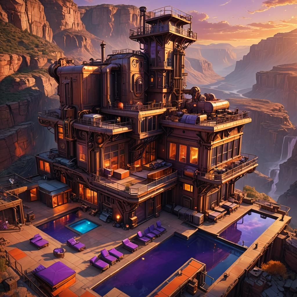 Industrial House Overlooking Canyon: Digital Matte Painting