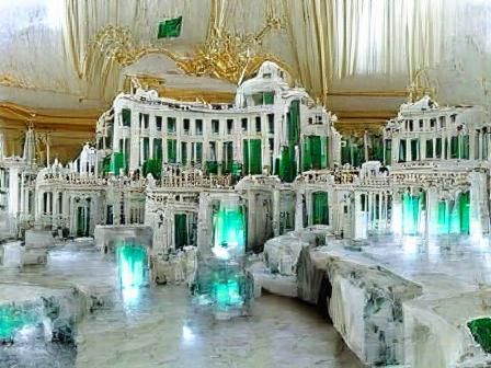 Luxurious Palace in Emerald and Marble Splendor