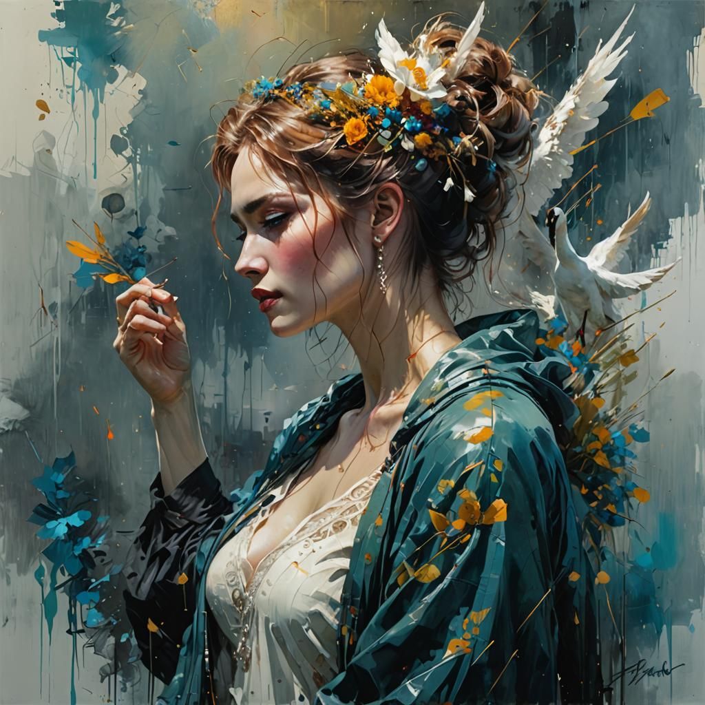 Young Couple's Swan Song: Detailed Fine Art