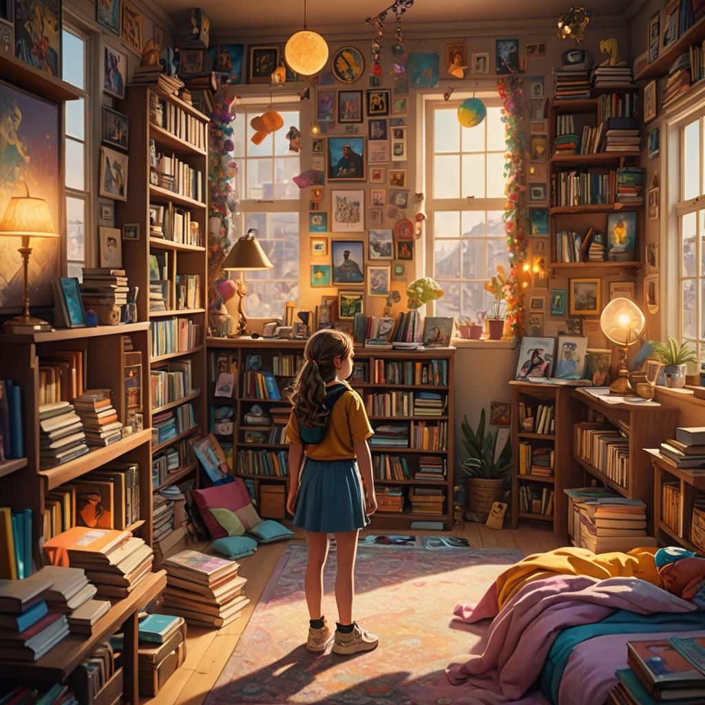Cozy Room Scene with Warm Golden Lighting