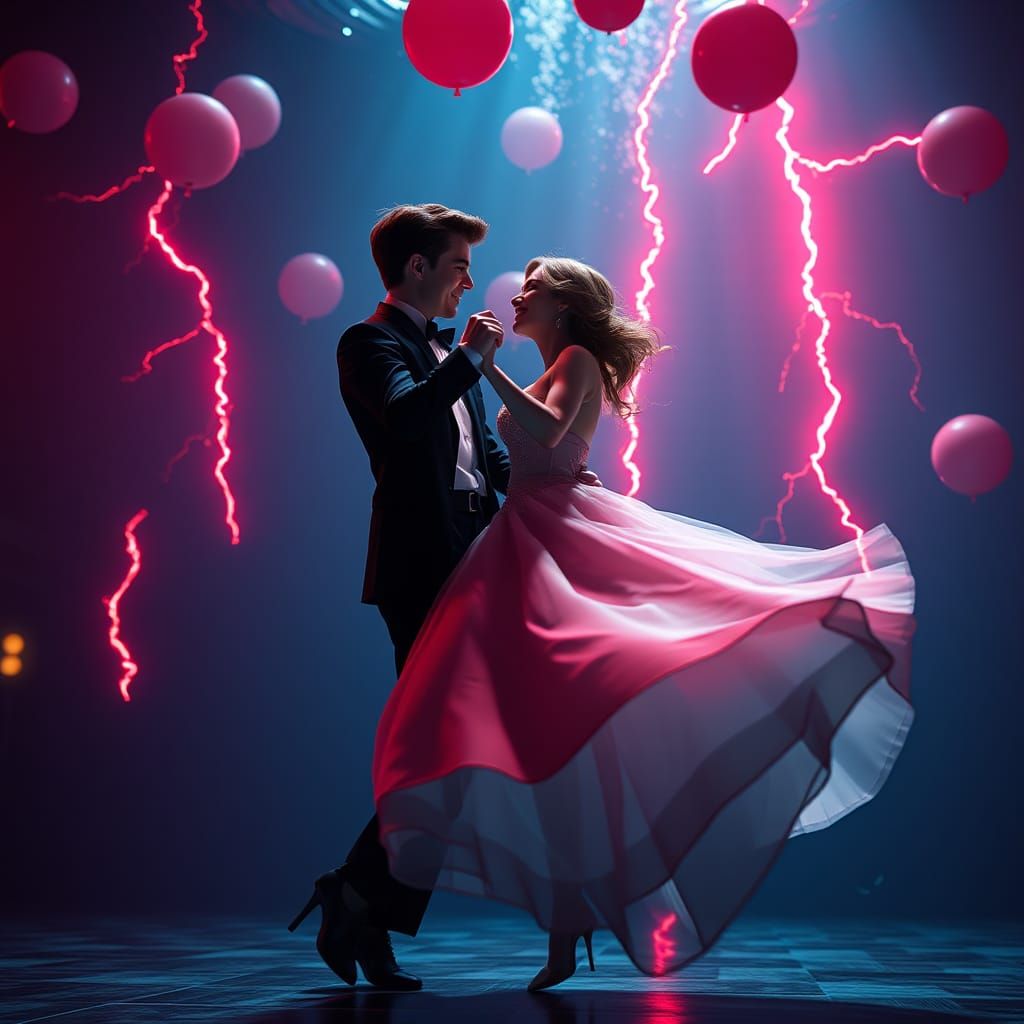 Underwater Prom Dance with Red Lightning in 3D