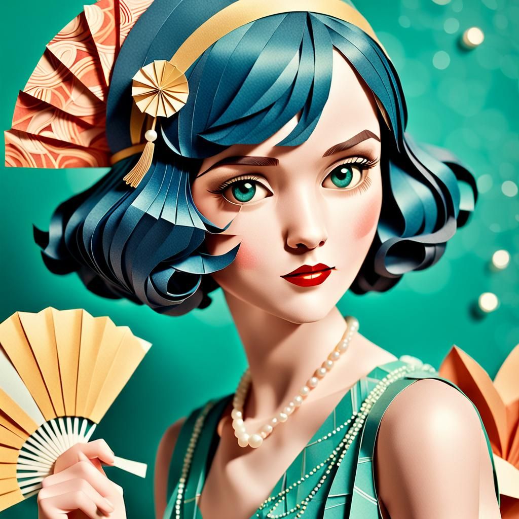 Papercraft 1920s Flapper Girl Portrait