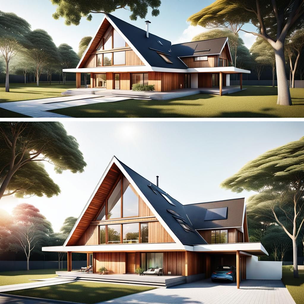 Modern Minimalist Wooden Bungalow: 3D Architectural Renderin...