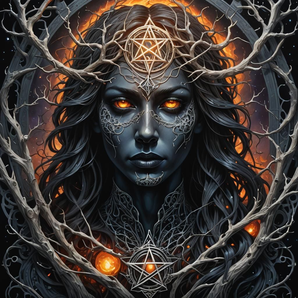 Surreal Shadow Figure with Glowing Pentacle