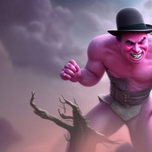 Charlie Chaplin as the Epic Pink Hulk
