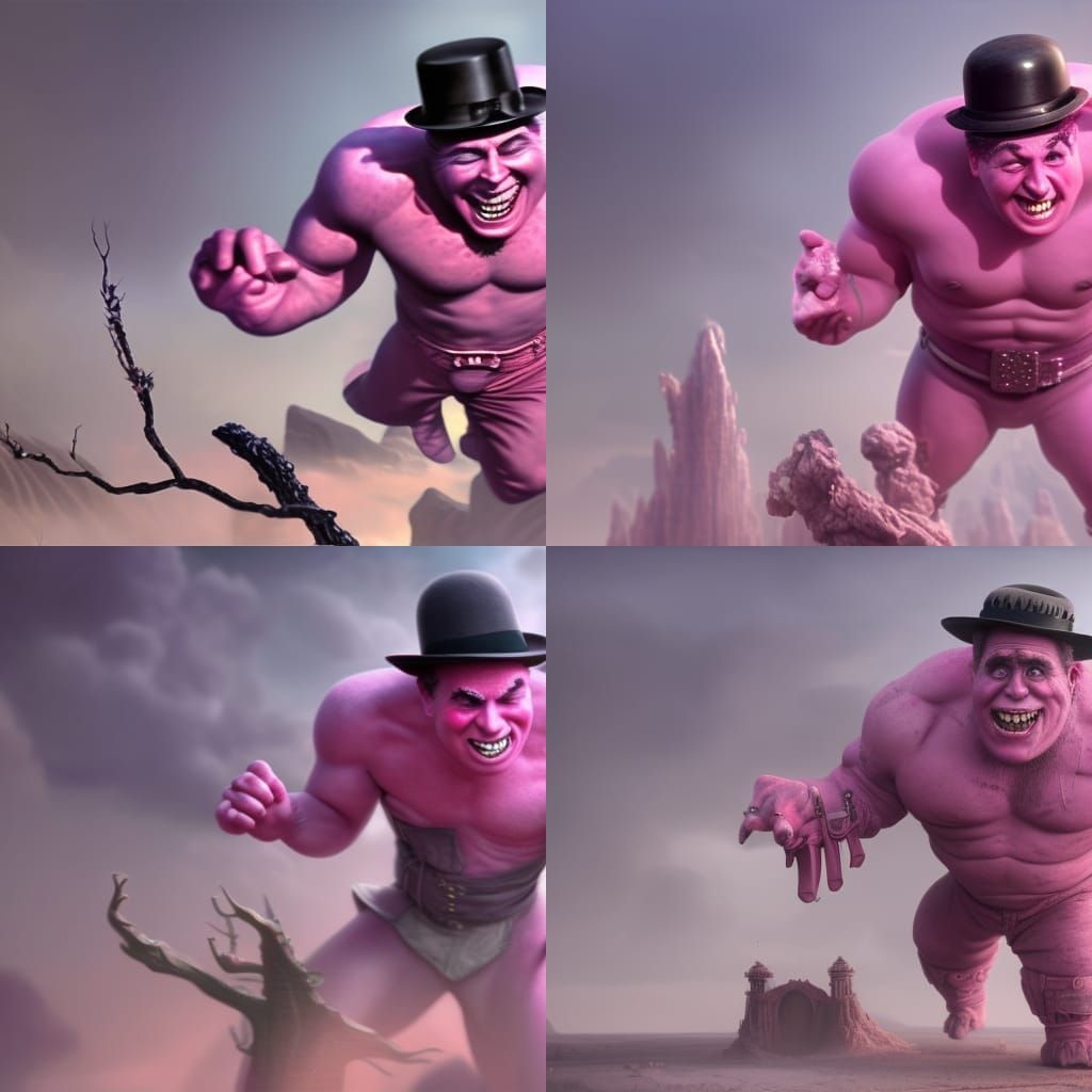 Charlie Chaplin as the Epic Pink Hulk