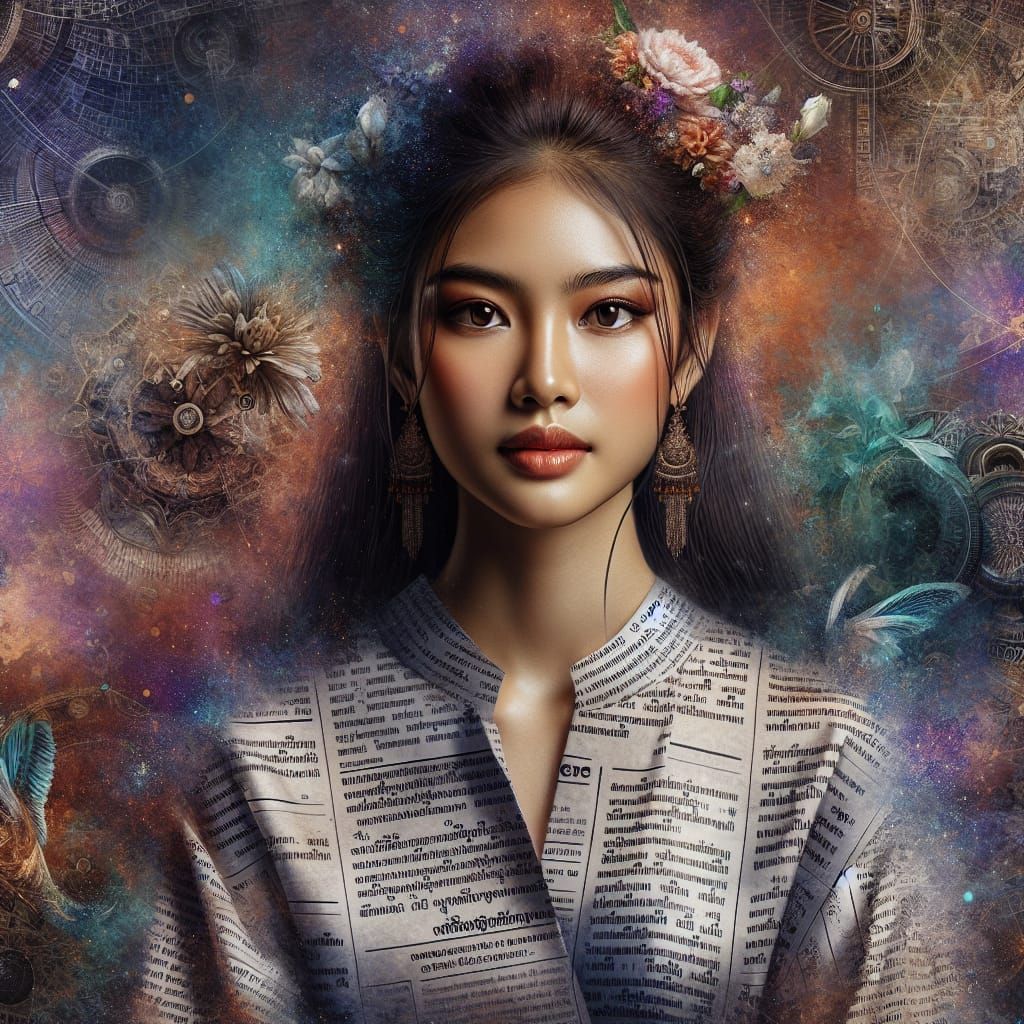 Thai Woman in Newspaper Romper: Matte Painting