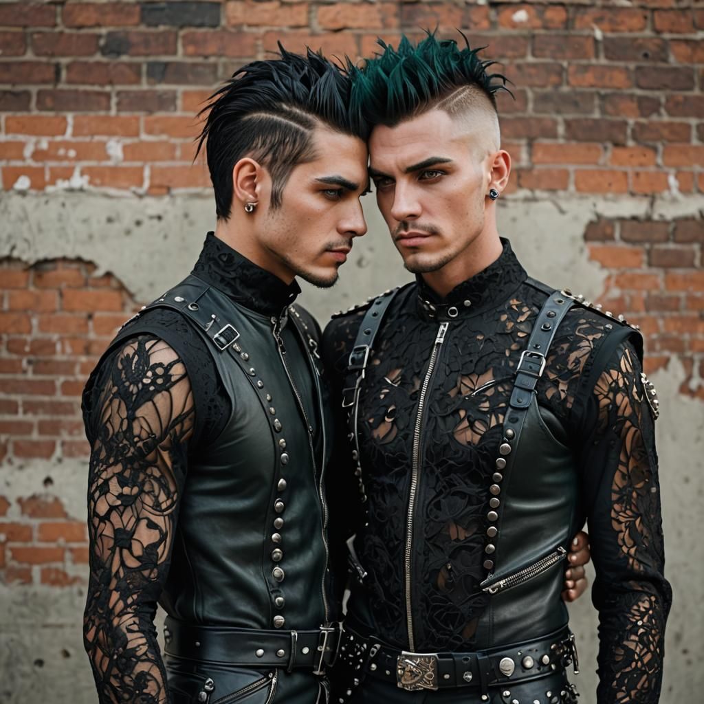 Lacepunk Gay Couple Portrait in Dystopian City