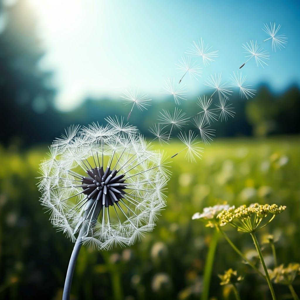 Origami Dandelion Fluffs with Wildflowers