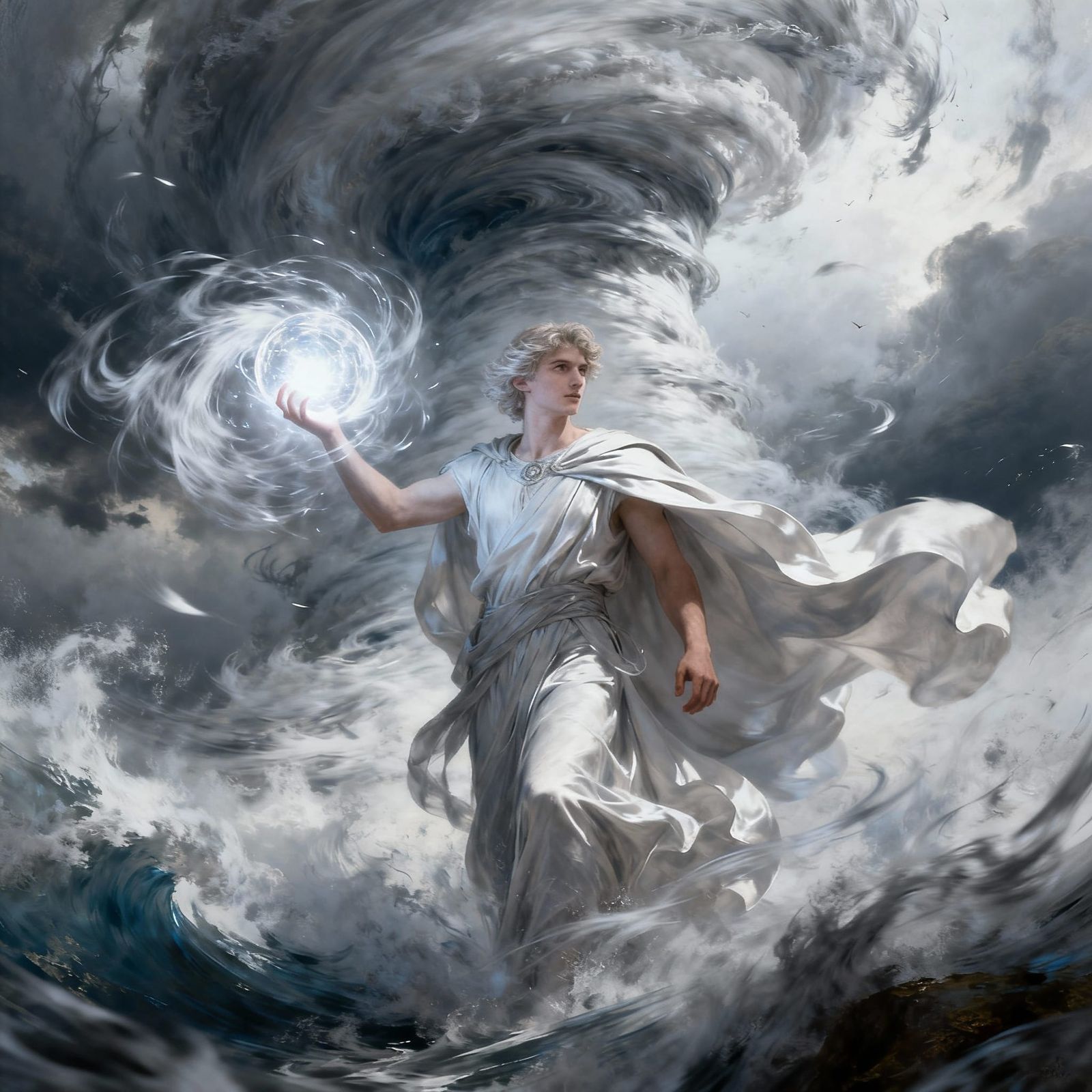 God of Wind Commanding a Cyclone in Epic Fantasy Art