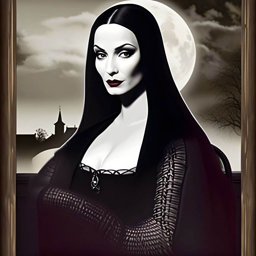 Gothic Mona Lisa in Shadows: A Digital Portrait