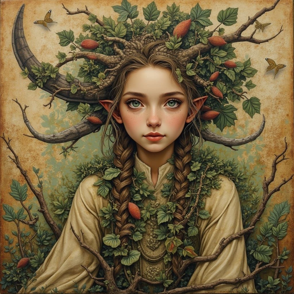 Woodland Elf in Allegorical Satire Style