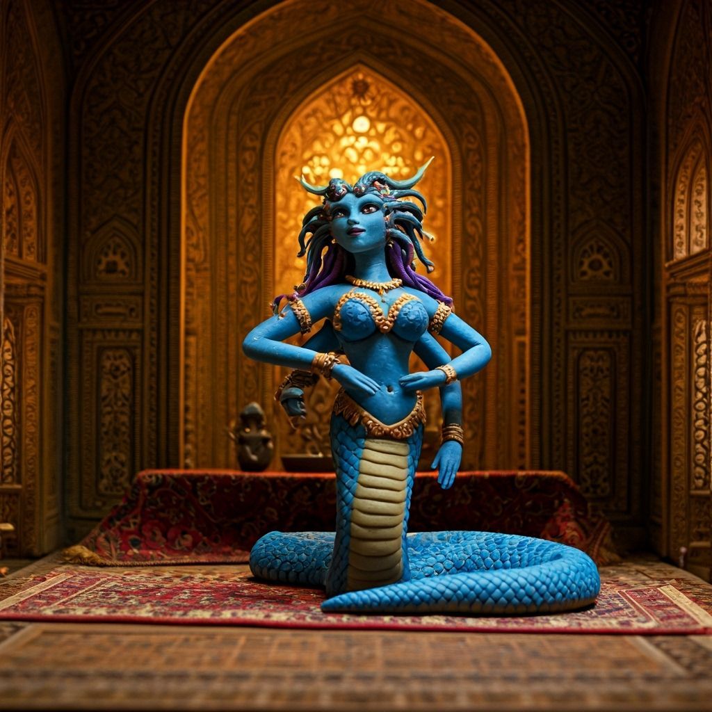 Mythic Serpent Woman Bellydance in Claymation Style