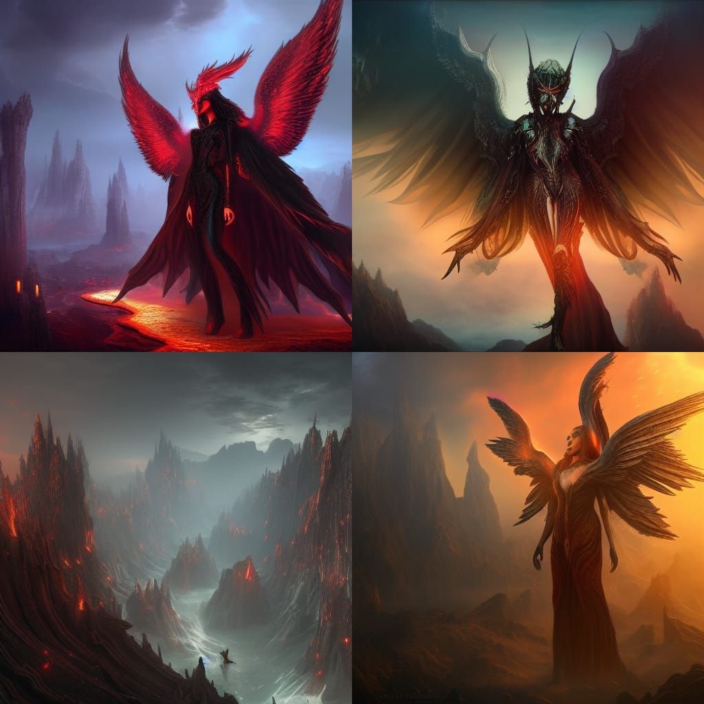 Lucifer: The Fallen Angel in Detailed Matte Painting