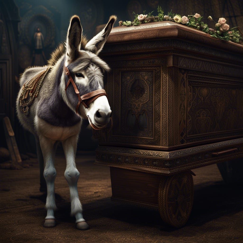 Donkey and Jasmine-Adorned Coffin: Digital Matte Painting